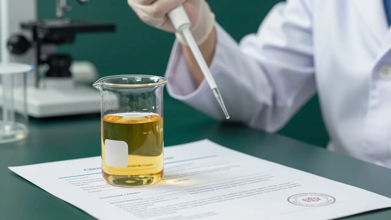 Laboratorní vybavení a certifikát analýzy u zlatového konopného extraktu.