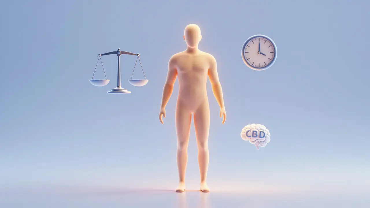 Abstraktní ilustrace faktorů ovlivňujících toleranci k CBD