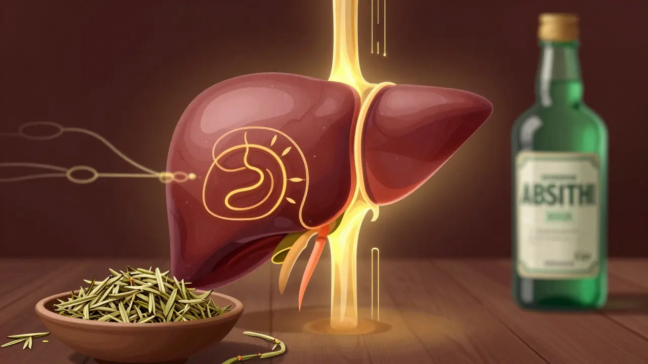 Ilustrace jater filtrujících toxiny s bylinkami