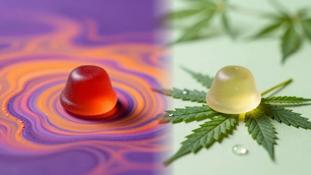 Kontrast mezi psychoaktivním THC a uklidňujícím CBD lizénkem
